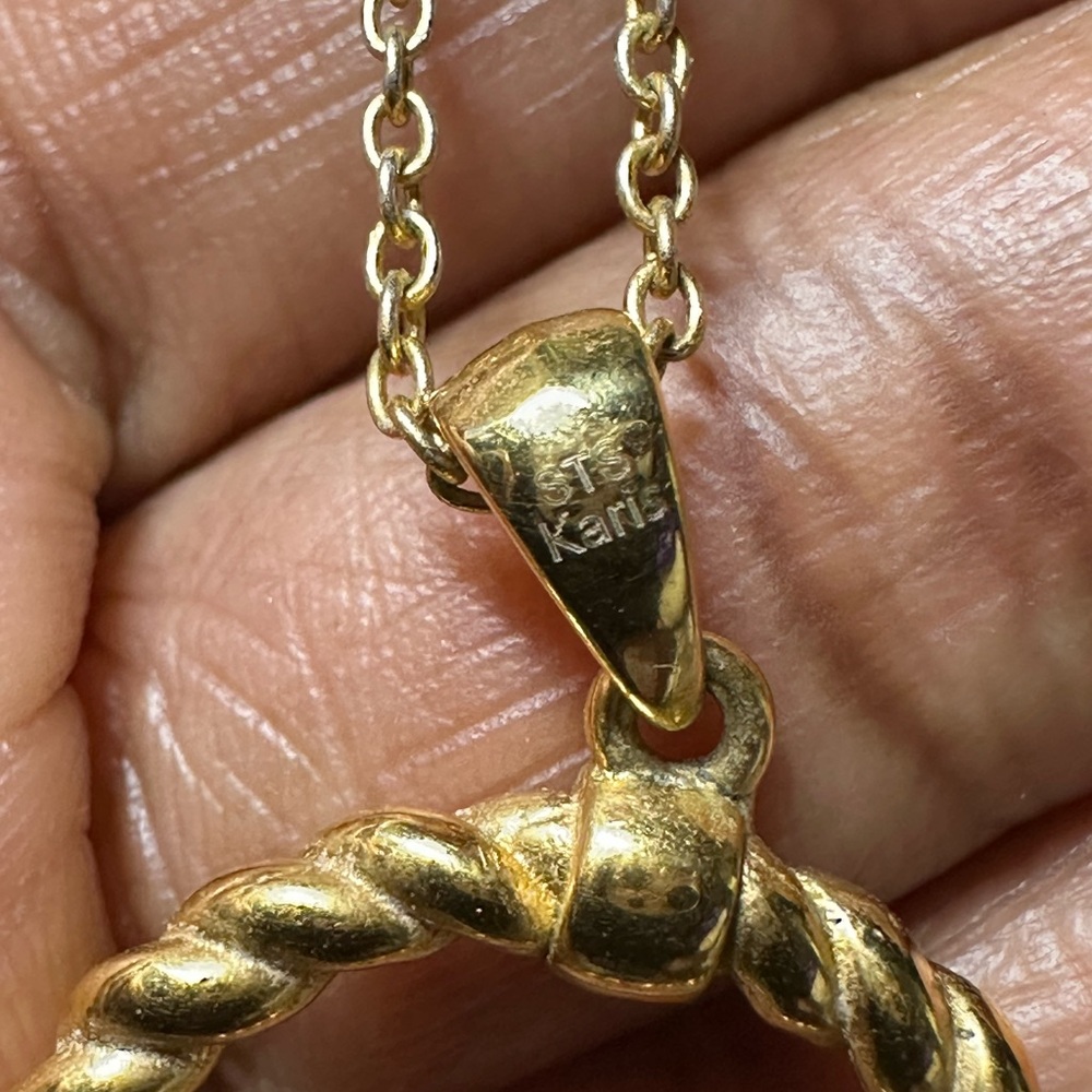 Gold Twisted Pendant Necklace - Picture 7 of 14